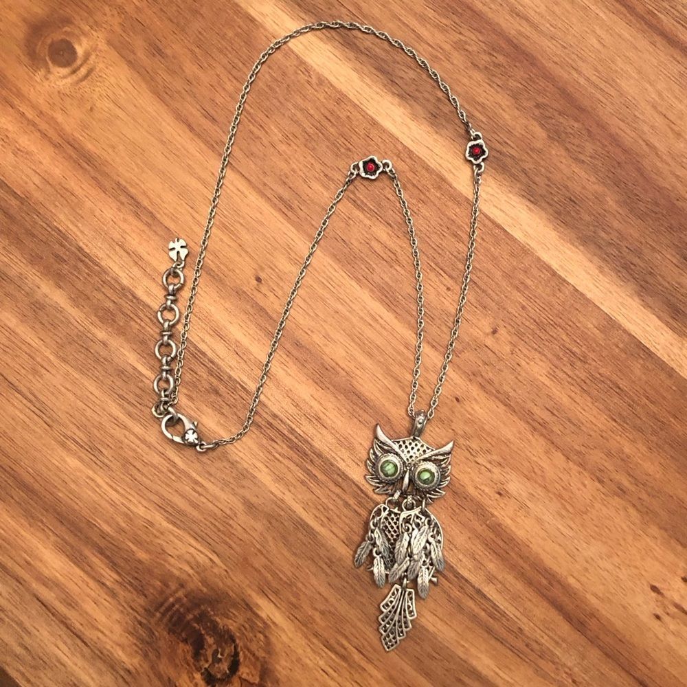Lucky Brand | Hinged Owl Pendant Necklace | 24” Adjustable - Picture 2 of 4